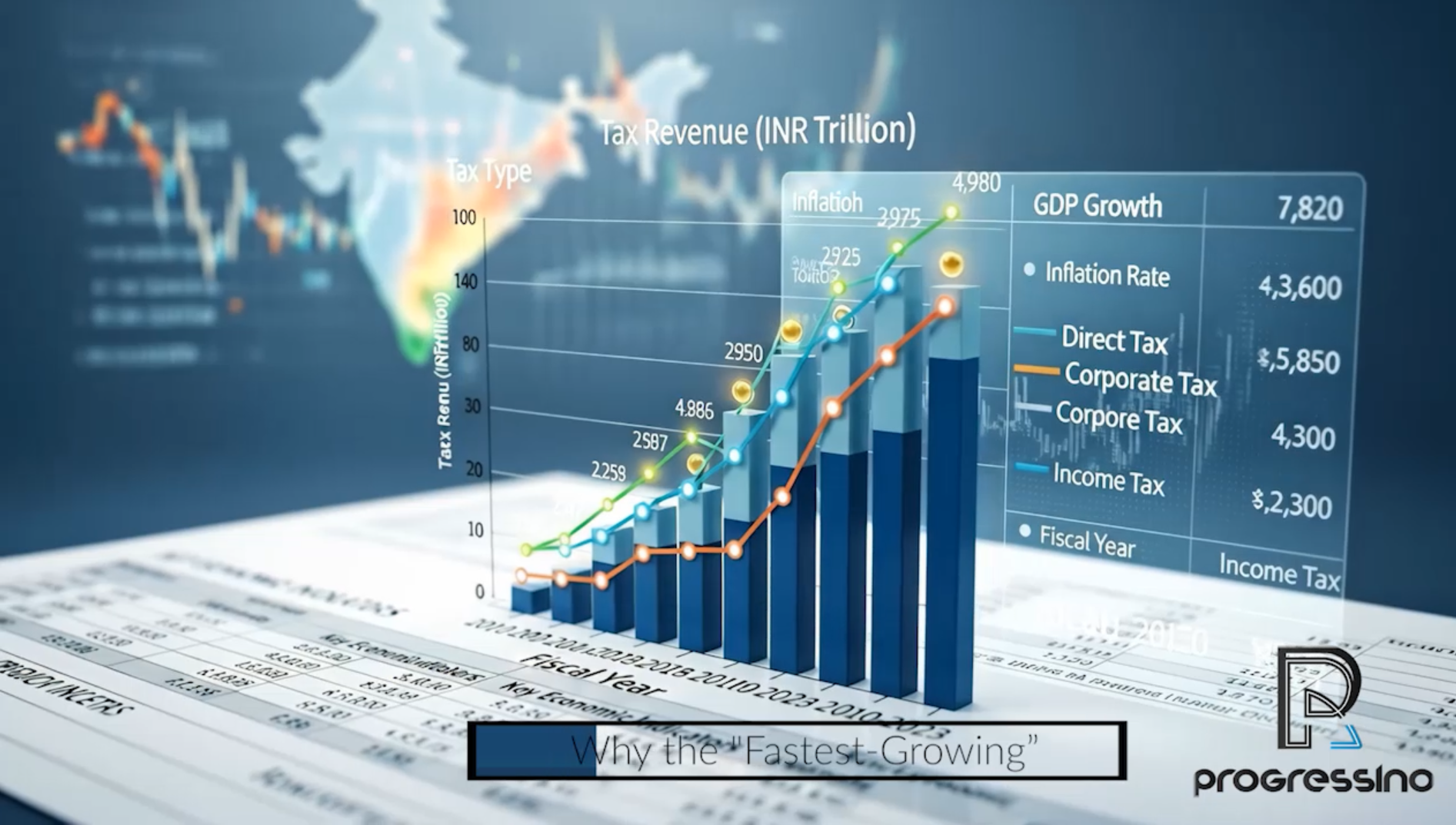 Graph showing India's GDP growth, highlighting the 8.2% surge in the latest economic period